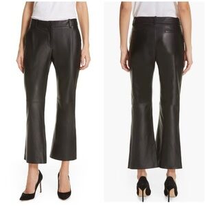 NWT Nili Lotan Caden Pant Lambskin Leather Black Flare Crop Sz 0